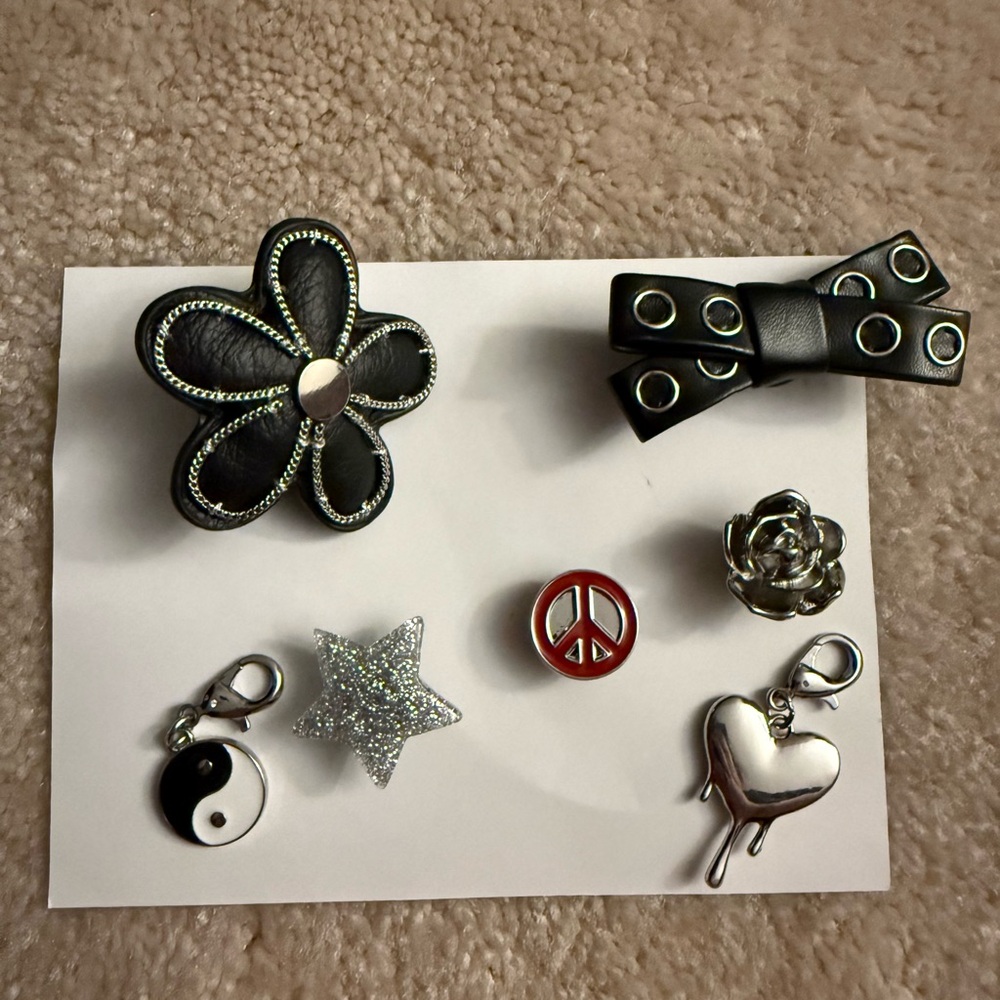 Black and Silver Crocs Charm Set